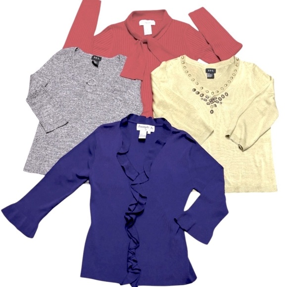 AV🌺NEW‼️VINTAGE LOT/BUNDLE/MULTIPLES (4)ASST. DESIGNER TOPS•SWEATERS•BLOUSESNWOT - Picture 4 of 12